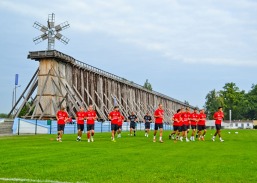 Trening piłkarzy Widzew Łódź pod Tężniami