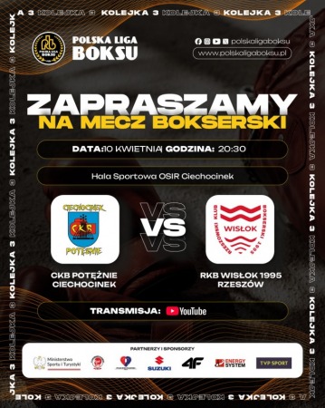 3. Kolejka Polskiej Ligi Boksu CKB Potężnie vs. RKB Wisłok Rzeszów