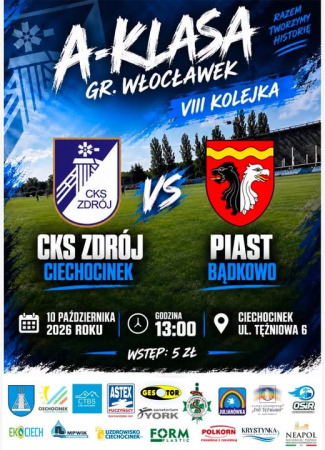Klasa A Seniorów: CKS Zdrój Ciechocinek vs. Piast Bądkowo