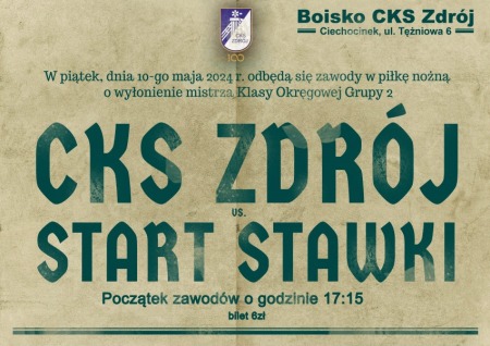 Liga Okręgowa Seniorów: CKS Zdrój Ciechocinek vs. Start Stawki
