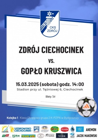 Liga Okręgowa Seniorów: CKS Zdrój Ciechocinek vs. Gopło Kruszwica